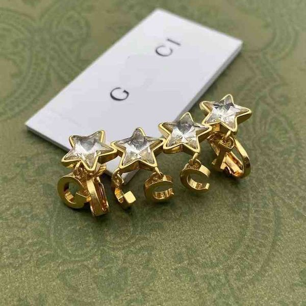 2022 latest factory wholesale four five pointed star letters 925 silver needle ear clip brass single earrings, Golden
2022 latest factory wholesale four five pointed star letters 925 silver needle ear clip brass single earrings, Golden