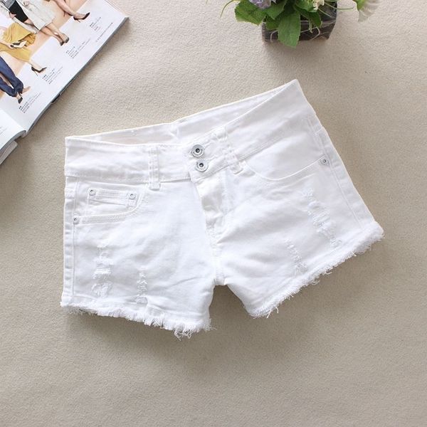 short 2021 summer mid-white waistline denim women's thin fashion shorts ripped jeans pantalones cut mujer, White;black
short 2021 summer mid-white waistline denim women's thin fashion shorts ripped jeans pantalones cut mujer, White;black