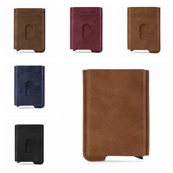 card holders 2021 business pu leather case aluminum metal holder wallet casual short slim gifts for men high quality, Brown;gray
card holders 2021 business pu leather case aluminum metal holder wallet casual short slim gifts for men high quality, Brown;gray