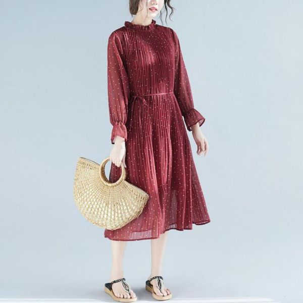 casual dresses plus size burgundy polka dot chiffon dress women 2021 spring lantern sleeve a line ladies frilled neck, Black;gray
casual dresses plus size burgundy polka dot chiffon dress women 2021 spring lantern sleeve a line ladies frilled neck, Black;gray