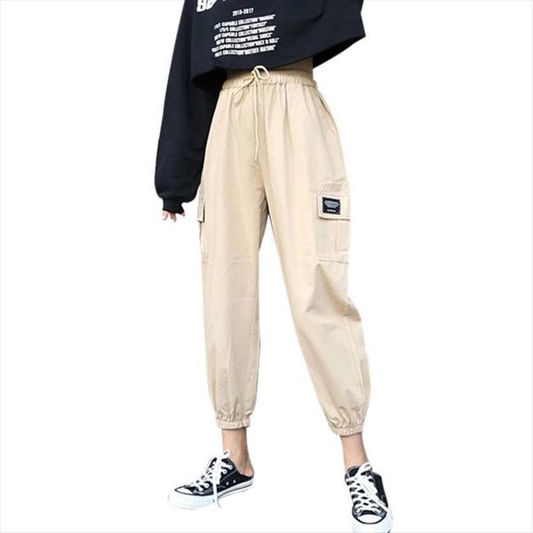 harajuku style elastic womens pant high waist solid casual cargo big pocket, Black;white
harajuku style elastic womens pant high waist solid casual cargo big pocket, Black;white