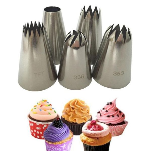 cake tools 5pcs / set large russian icing piping pastry nozzle tips baking cakes decoration stainless steel nozzles cupcake decor
cake tools 5pcs / set large russian icing piping pastry nozzle tips baking cakes decoration stainless steel nozzles cupcake decor