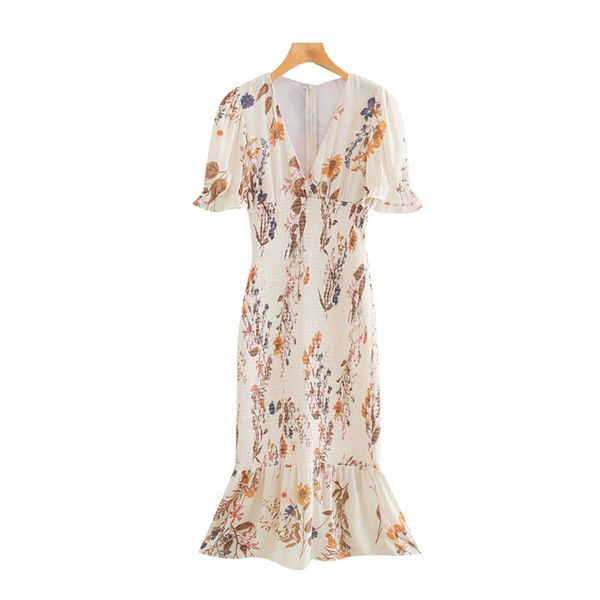 women chic fashion floral print ruffled sheath midi dress vintage short sleeve back zipper female dresses vestidos, Black;gray
women chic fashion floral print ruffled sheath midi dress vintage short sleeve back zipper female dresses vestidos, Black;gray