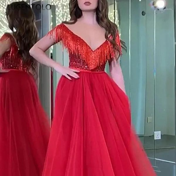 party dress dinner off the shoulder red dresses tassel slim mesh big swing chiffon v-neck women's long lugentolo casual, Black;gray
party dress dinner off the shoulder red dresses tassel slim mesh big swing chiffon v-neck women's long lugentolo casual, Black;gray