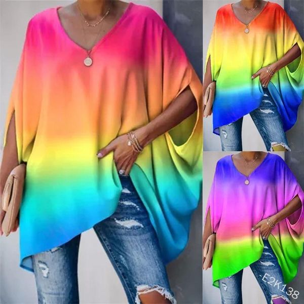 mandylandy women loose shirt lady spring color gradient print batwing sleeve v neck pullover t-shirt women's, White
mandylandy women loose shirt lady spring color gradient print batwing sleeve v neck pullover t-shirt women's, White