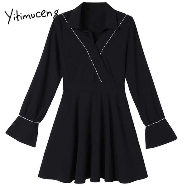 yitimuceng sweet dresses women mini a-line solid black spring flare sleeve long sleeve loose waist clothes office lady 210601, Black;gray
yitimuceng sweet dresses women mini a-line solid black spring flare sleeve long sleeve loose waist clothes office lady 210601, Black;gray
