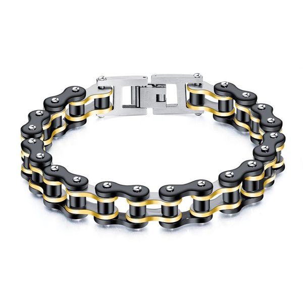 charm bracelets 54g 22cm motorcycle bracelet for men stainless steel golden black blue fashion personality trend bicycle chain jewelry, Golden;silver 
charm bracelets 54g 22cm motorcycle bracelet for men stainless steel golden black blue fashion personality trend bicycle chain jewelry, Golden;silver