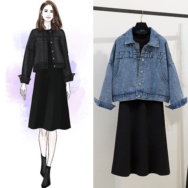two piece dress loose long-sleeved jean jacket sleeveless black women 2 pcs clothing set outfit casual suit plus size denim top, White
two piece dress loose long-sleeved jean jacket sleeveless black women 2 pcs clothing set outfit casual suit plus size denim top, White