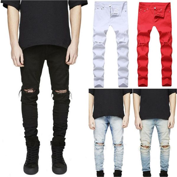 men's jeans men ripped straight long pants slim trousers jeggings casual denim bottoms, Blue
men's jeans men ripped straight long pants slim trousers jeggings casual denim bottoms, Blue