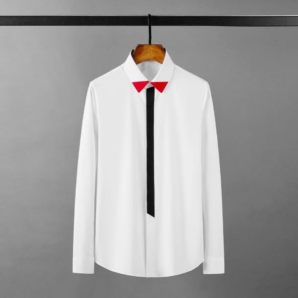 men's casual shirts minglu cotton male luxury red collar point long sleeve mens dress slim fit party man, White;black
men's casual shirts minglu cotton male luxury red collar point long sleeve mens dress slim fit party man, White;black
