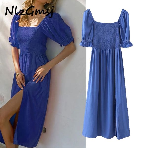 dres blue slim es summer square collar vestido lantern sleeve party 06 210628, Black;gray
dres blue slim es summer square collar vestido lantern sleeve party 06 210628, Black;gray
