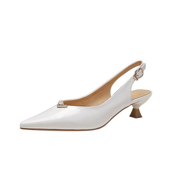 sandals shoes women 2021 summer pointed heels kitten heel bun, Black
