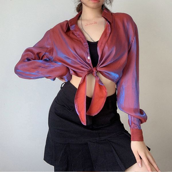 women's short shirt mermaid shining female shirt long sleeve crop fashion spring summer party loose lady 210518, White
women's short shirt mermaid shining female shirt long sleeve crop fashion spring summer party loose lady 210518, White