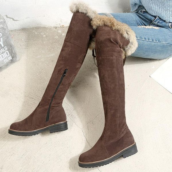 boots winter warm ladies over the knee fashion stitching fur lace up zipper long faux suede low heel women's shoes, Black
boots winter warm ladies over the knee fashion stitching fur lace up zipper long faux suede low heel women's shoes, Black