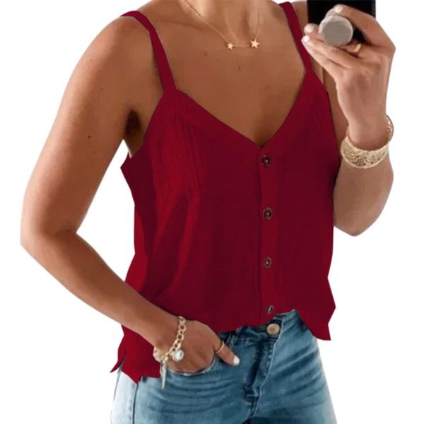 women's tanks & camis women summer camisole solid color button v-neck tank female casual fashion sleeveless sling basic simple vest d3, White
women's tanks & camis women summer camisole solid color button v-neck tank female casual fashion sleeveless sling basic simple vest d3, White