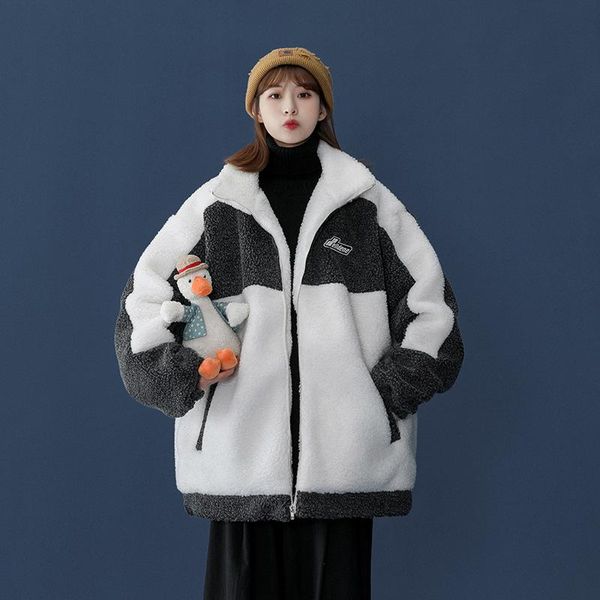women's jackets womens loose fit plush coat long-sleeve lapel casual stitching lambswool outwear, Black;brown
women's jackets womens loose fit plush coat long-sleeve lapel casual stitching lambswool outwear, Black;brown