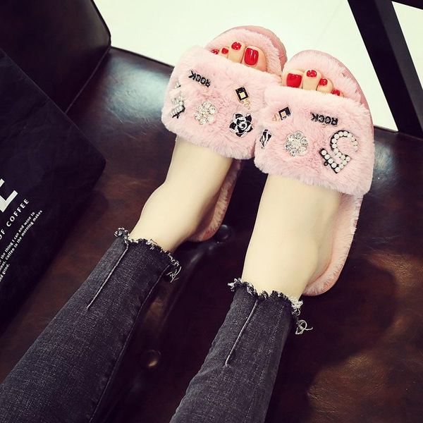 slippers fashion indoor women's classics footwear for women fur slides shoes fluffy chinelo feminino, Black
slippers fashion indoor women's classics footwear for women fur slides shoes fluffy chinelo feminino, Black