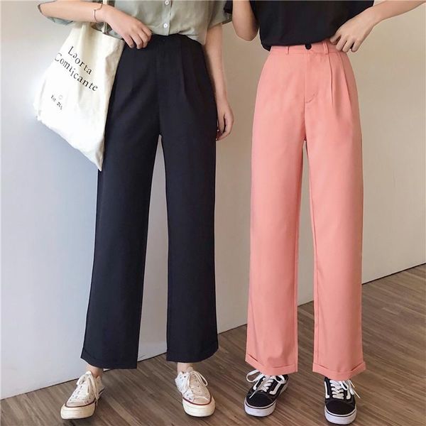 women's pants & capris 2021 spring summer high waist straight leg women trousers office lady workear casual loose button solid, Black;white
women's pants & capris 2021 spring summer high waist straight leg women trousers office lady workear casual loose button solid, Black;white