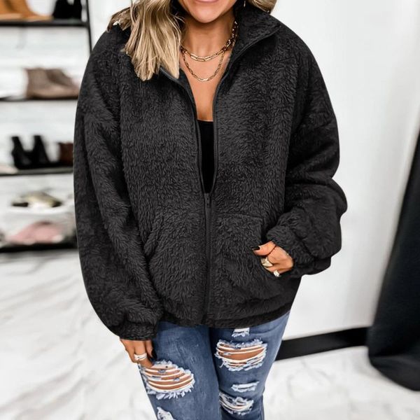 women's hoodies & sweatshirts elegant faux fur coat women 2021 autumn winter thick warm soft fleece jacket female pocket zipper overcoa, Black
women's hoodies & sweatshirts elegant faux fur coat women 2021 autumn winter thick warm soft fleece jacket female pocket zipper overcoa, Black