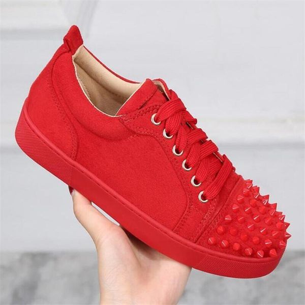 fashion black red suede leather shoes men toe rives stud casual lace up spike sneakers large 35-46 dress
fashion black red suede leather shoes men toe rives stud casual lace up spike sneakers large 35-46 dress