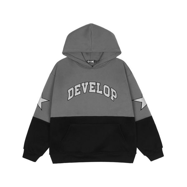 embroidered letter color blocking plush men's street fashion brand loose thickened hoodie trend pullover, Black
embroidered letter color blocking plush men's street fashion brand loose thickened hoodie trend pullover, Black