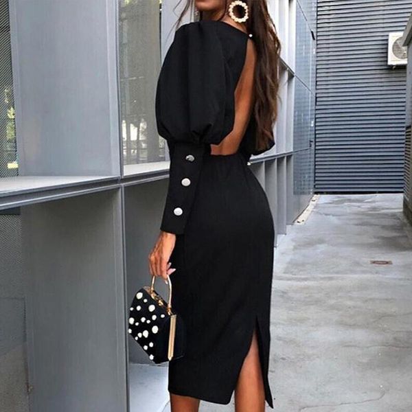 casual dresses women's puff sleeve backless dress button patchwork long o-neck bodycon female streetwear ladies vestidos, Black;gray
casual dresses women's puff sleeve backless dress button patchwork long o-neck bodycon female streetwear ladies vestidos, Black;gray