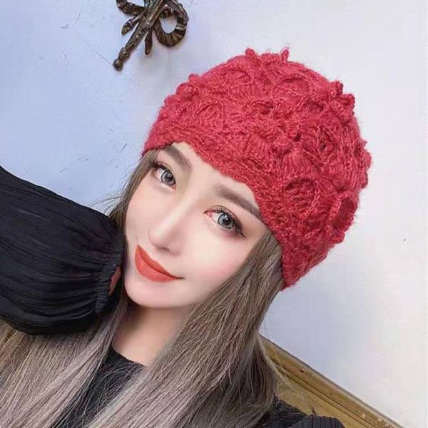 beanies hat female hand knitted flower wool hollow double-layers warm headwear multi-colors women cap in winter
beanies hat female hand knitted flower wool hollow double-layers warm headwear multi-colors women cap in winter