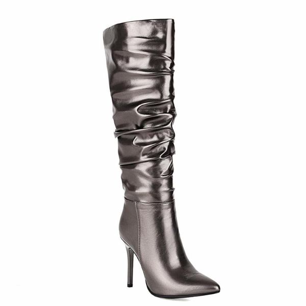 boots metallic bright leather color ultra-high stiletto heel-toe knee-length gun short plush women's golden pleated, Black
boots metallic bright leather color ultra-high stiletto heel-toe knee-length gun short plush women's golden pleated, Black