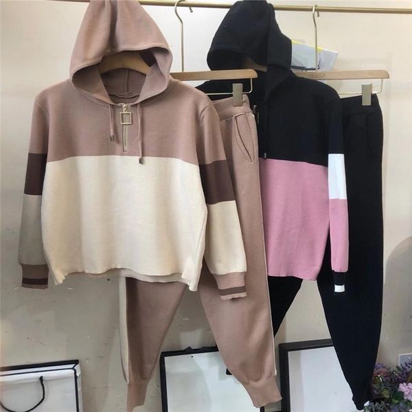 women's two piece pants women hit color patchwork knitting hooded pullover sweater+ sets tracksuit 9nht, White
women's two piece pants women hit color patchwork knitting hooded pullover sweater+ sets tracksuit 9nht, White
