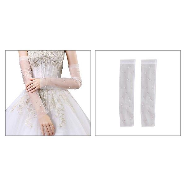 bridal gloves women wedding fingerless long imitation pearl beaded sheer mesh cuffs arm covers sunscreen anti-uv sleeves, White
bridal gloves women wedding fingerless long imitation pearl beaded sheer mesh cuffs arm covers sunscreen anti-uv sleeves, White