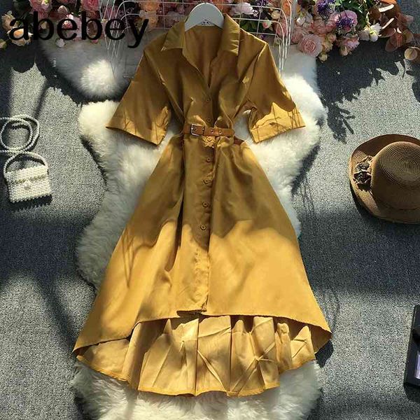 summer women vintage turn-down collar short sleeve dress high waist lace up single breasted irregular a-line dress 210715, Black;gray
summer women vintage turn-down collar short sleeve dress high waist lace up single breasted irregular a-line dress 210715, Black;gray