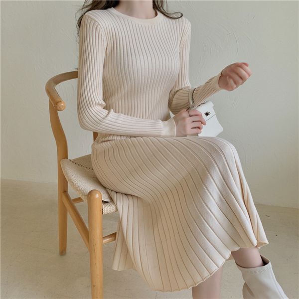 autumn winter bottoming dress elegant a-line slim-fit long knitted sweater women ol style es 210421, Black;gray
autumn winter bottoming dress elegant a-line slim-fit long knitted sweater women ol style es 210421, Black;gray