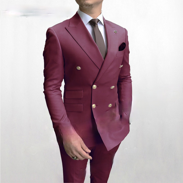 gwenhwyfar double breasted men suit burgundy two pieces slim fit wedding costume, Black
gwenhwyfar double breasted men suit burgundy two pieces slim fit wedding costume, Black