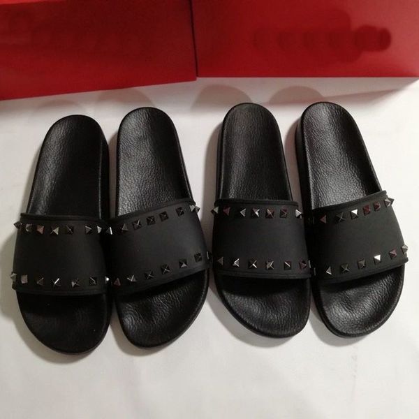 women slippers with box ladies beach slipper tide male rivet stud non-slip leather mens casual spikes shoes, Black
women slippers with box ladies beach slipper tide male rivet stud non-slip leather mens casual spikes shoes, Black