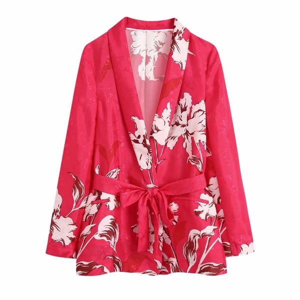 women's suits & blazers duoperi 2021 floral printed blazer with sashes women casual long sleeves chic design oversized coat female outw, White;black
women's suits & blazers duoperi 2021 floral printed blazer with sashes women casual long sleeves chic design oversized coat female outw, White;black