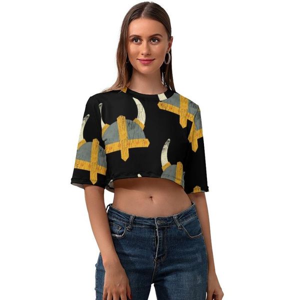 women's t-shirt viking crop t shirt street style funny woman short sleeve printed o neck polyester tee, White
women's t-shirt viking crop t shirt street style funny woman short sleeve printed o neck polyester tee, White