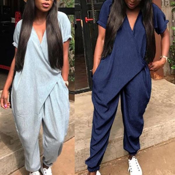 women's jumpsuits & rompers women solid color short sleeve front wrapped v neck ankle tied loose casual jumpsuit, Black;white
women's jumpsuits & rompers women solid color short sleeve front wrapped v neck ankle tied loose casual jumpsuit, Black;white