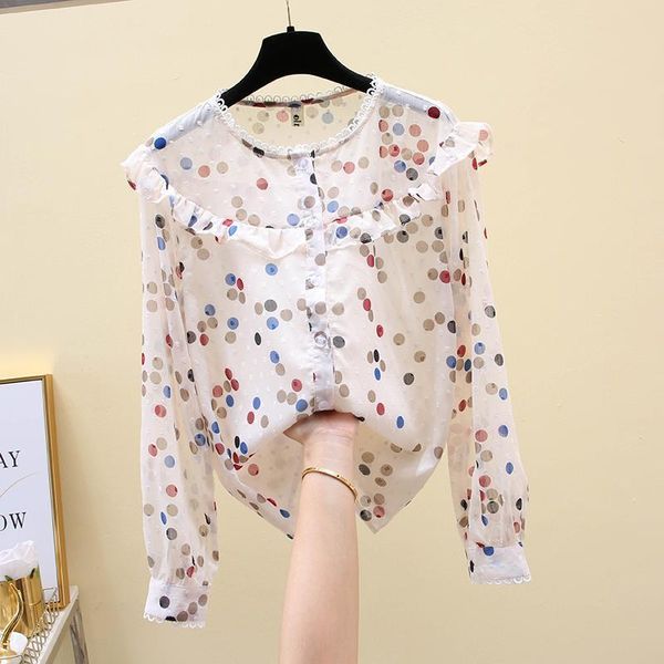 women's blouses & shirts 2021 autumn women retro loose polka dot shirt long sleeve o-neck elegant office ladies stylish chiffon n13, White
women's blouses & shirts 2021 autumn women retro loose polka dot shirt long sleeve o-neck elegant office ladies stylish chiffon n13, White