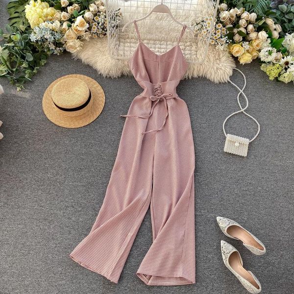 women's jumpsuits & rompers 2021 spring summer retro fashion plaid v-neck backless high waist slimming wide leg jumpers l113, Black;white
women's jumpsuits & rompers 2021 spring summer retro fashion plaid v-neck backless high waist slimming wide leg jumpers l113, Black;white