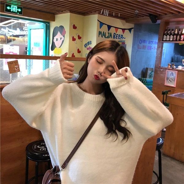 women's sweaters crew neck pullover sweater autumn and winter korean style loose outer wear anti-aging idle salt rac, White;black
women's sweaters crew neck pullover sweater autumn and winter korean style loose outer wear anti-aging idle salt rac, White;black