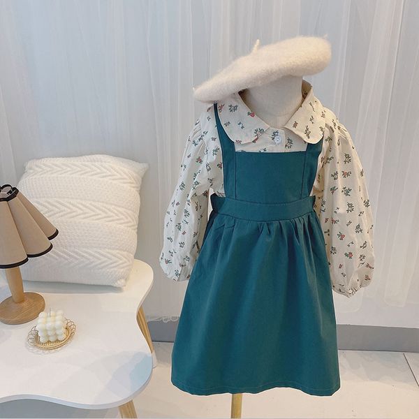 girls childrens clothing autumn korean new style girls suspenders skirt + floral shirt 2pcs sets cotton and linen kids suit, White
girls childrens clothing autumn korean new style girls suspenders skirt + floral shirt 2pcs sets cotton and linen kids suit, White