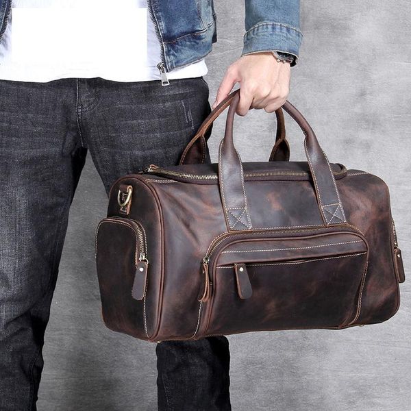 45cm genuine leather men's travel flight bag handbag crazy horse vintage crossbody hand luggage shoulder duffel bags
45cm genuine leather men's travel flight bag handbag crazy horse vintage crossbody hand luggage shoulder duffel bags