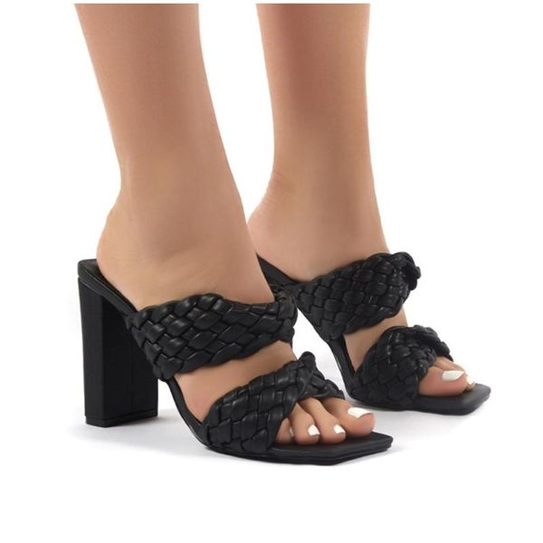 women's outdoor slippers square toe sandals high heels weave plus size ladies shoes comfortable leisure female 2021 summer, Black
women's outdoor slippers square toe sandals high heels weave plus size ladies shoes comfortable leisure female 2021 summer, Black
