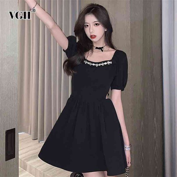 black elegant dress for women square collar puff short sleeve high waist solid mini dresses female summer clothing 210531, Black;gray
black elegant dress for women square collar puff short sleeve high waist solid mini dresses female summer clothing 210531, Black;gray