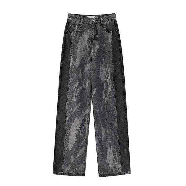 women's jeans gray patchwork women long high waist wide leg loose straight denim, Blue
women's jeans gray patchwork women long high waist wide leg loose straight denim, Blue