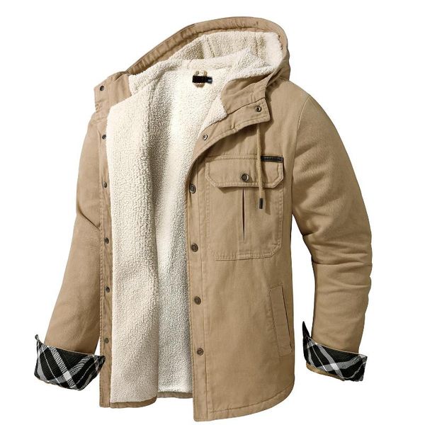 men's jackets men coats us size mens fashion large plush thickened hooded solid cashmere jacket winter cotton coat outerwear, Black;brown
men's jackets men coats us size mens fashion large plush thickened hooded solid cashmere jacket winter cotton coat outerwear, Black;brown