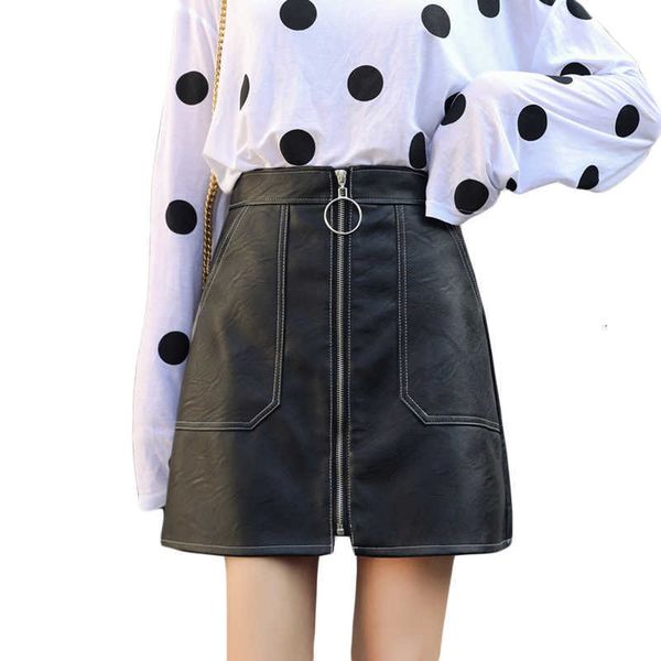 skirts high waist pu leather women a-line mini spring autumn ladies black streetwear faux zipper skirt ptdz
skirts high waist pu leather women a-line mini spring autumn ladies black streetwear faux zipper skirt ptdz