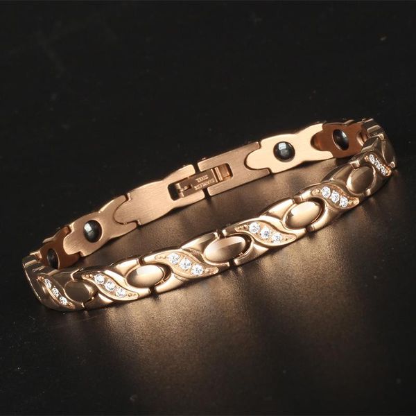 link, chain stainless steel bracelet titanium lady health germanium magnet cnc zircon rose golden burst, Black
link, chain stainless steel bracelet titanium lady health germanium magnet cnc zircon rose golden burst, Black