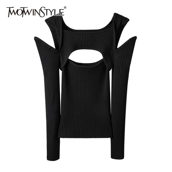 hollow out solid sweater for women square collar long sleeve slim knitted female fashion clothing 210423, White;black
hollow out solid sweater for women square collar long sleeve slim knitted female fashion clothing 210423, White;black