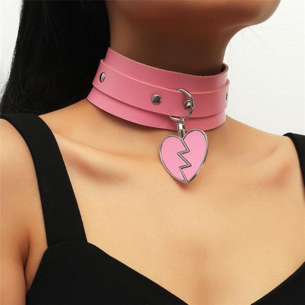 chokers 2021 punk gothic leather collar women pink heart pendant choker necklaces birthday party gift wedding bride jewelry accessories, Golden;silver
chokers 2021 punk gothic leather collar women pink heart pendant choker necklaces birthday party gift wedding bride jewelry accessories, Golden;silver